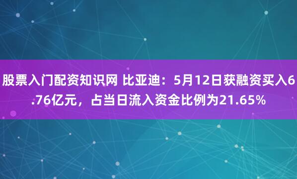 股票入门配资知识网 比亚迪：5月12日获融资买入6.76亿元，占当日流入资金比例为21.65%